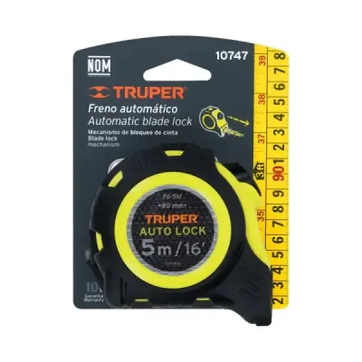 Flexómetro Auto Lock De 5 M Anti-Impacto, Uso Profesional Truper
