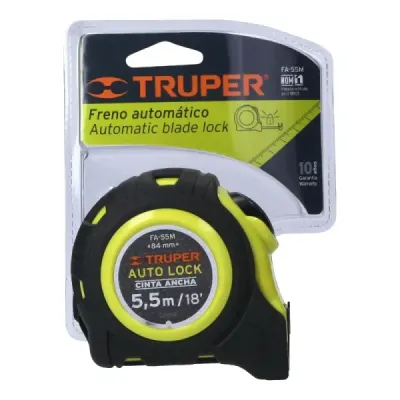 Flexómetro Auto Lock De 5.5 M Anti-Impacto, Uso Profesional Truper