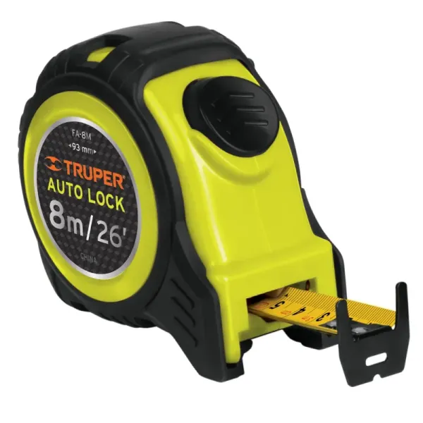 Flexómetro Auto Lock De 8 M Anti-Impacto, Uso Profesional Truper (FA-8M - 10749)