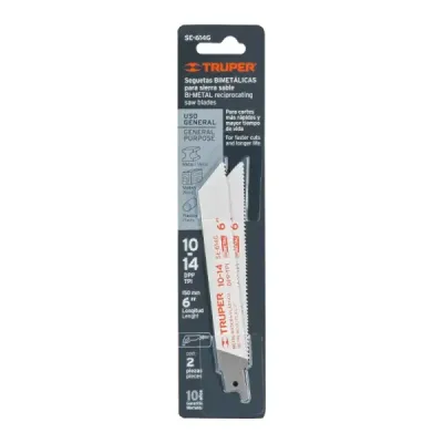 2 Seguetas Para Sierra Sable 6", 10-14 Dpp De Uso General Truper