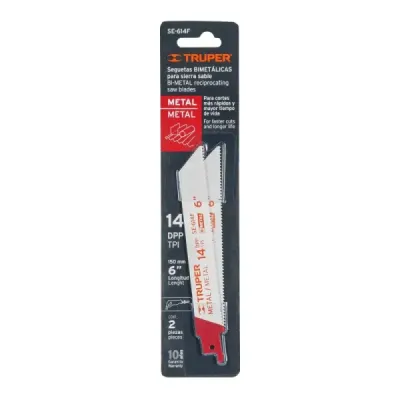 2 Seguetas Para Sierra Sable 6", 14 Dpp Para Uso En Metales Truper