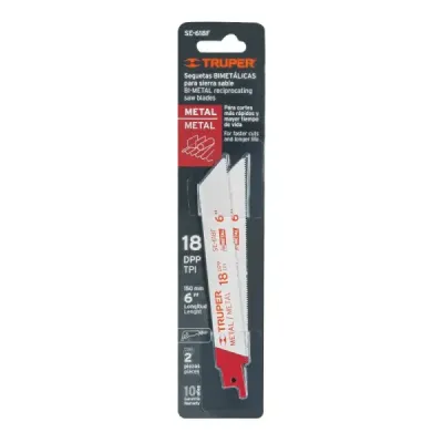 2 Seguetas Para Sierra Sable 6", 18 Dpp Para Uso En Metales Truper
