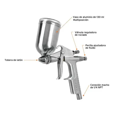 Pistola Para Pintar De Gravedad Lvmp 130 Ml, Boquilla 0.5 Mm Truper