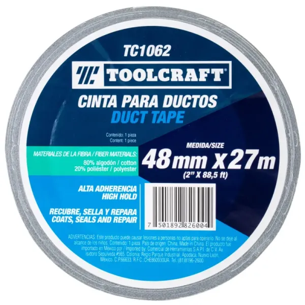 Cinta Para Ducto 27 M Toolcraft Gris Hot Melt 48 Mm (TC1062)