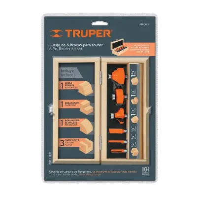 Juego De 6 Fresas Para Ruteadora Con Estuche De Madera Truper