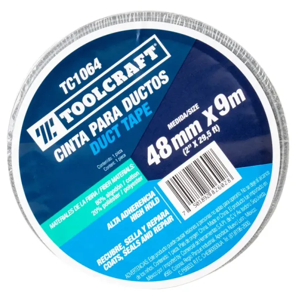 Cinta Para Ducto 9 M Toolcraft Gris Hot Melt 48 Mm (TC1064)