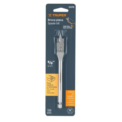 Broca Espada Para Madera De 5/8", Zanco Hexagonal 1/4" Truper