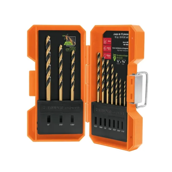 Juego De 10 Brocas Acero Rápido Para Metal Madera Y Plástico Truper (JBAV-10 - 11399)