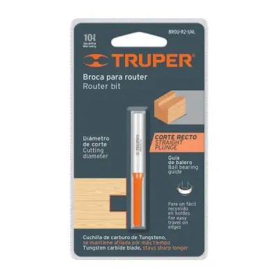 Fresa Recta De Dos Filos, Diámetro 5/8" Y Corte De 20 Mm Truper