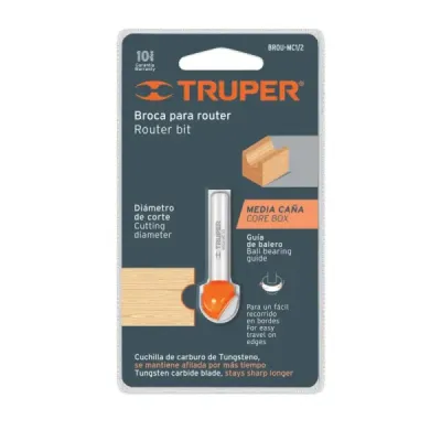 Fresa Media Caña, Diámetro 3/8", Largo Corte 9.5 Mm Truper