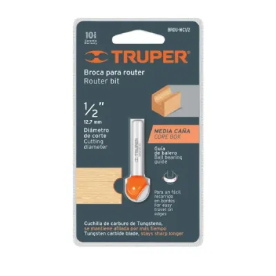 Fresa Media Caña, Diámetro 1/2", Largo Corte 9.5 Mm Truper