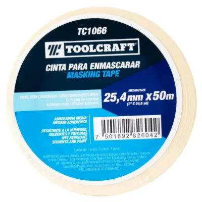 Cinta Enmascarar 1' X 50 M Toolcraft Adhesivo De Hule