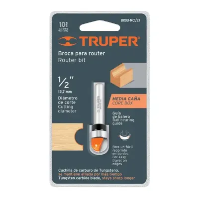 Fresa Media Caña Con Balinera, Diámetro 1/2", Corte 9.5 Mm Truper