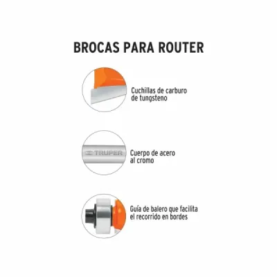Fresa Media Caña Con Balinera, Diámetro 1/2", Corte 9.5 Mm Truper
