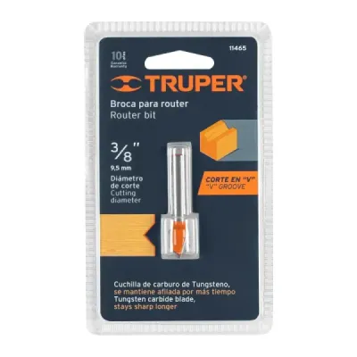 Fresa Corte En V, Diámetro 3/8", Largo Corte 12.7 Mm Truper