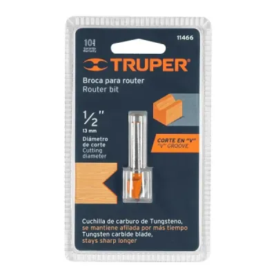 Fresa Corte En V, Diámetro 1/2", Largo Corte 12.7 Mm Truper
