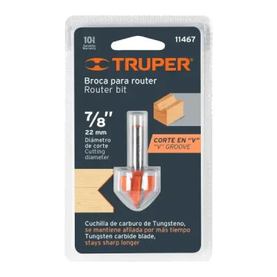 Fresa Corte En V, Diámetro 7/8", Largo Corte 17.9 Mm Truper