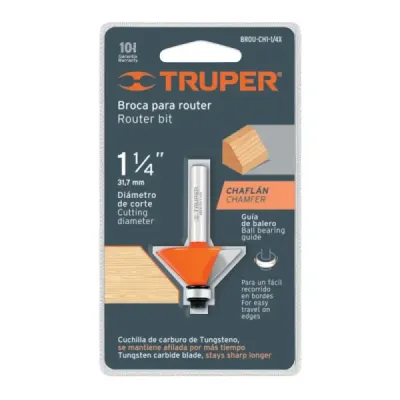 Fresa Chaflán Con Balinera, Diámetro 1.1/4", Corte 15 Mm Truper