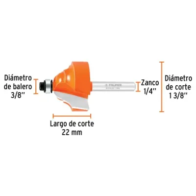 Fresa Doble Romana Balinera, Diámetro 1.3/8", Corte 22.2 Mm Truper