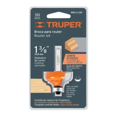 Fresa Clásica Con Balinera, Diámetro 1.3/8", Corte 17.5 Mm Truper