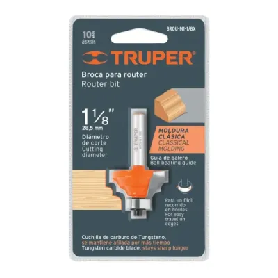 Fresa Moldura Clásica Con Balinera, Diámetro 1.1/8" Truper
