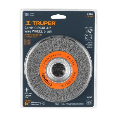 Grata De Alambre Ondulado De 6" X 3/4", Eje De 1.1/4" Truper