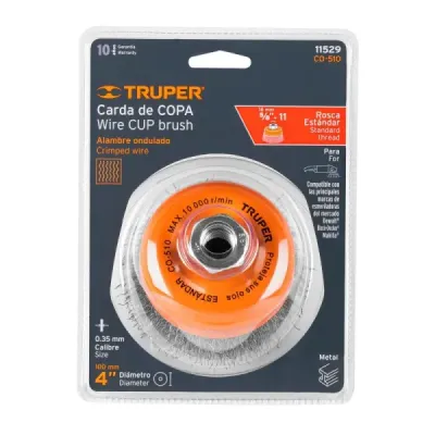 Grata Copa De Alambre Ondulado Fino De 4", Eje De 5/8-11 Truper