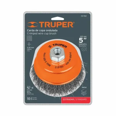 Grata Copa De Alambre Ondulado Fino De 5", Eje De 5/8-11 Truper