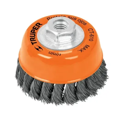 Grata Copa De Alambre Trenzado Fino De 5", Eje De 5/8-11 Truper