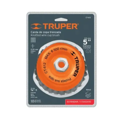 Grata Copa De Alambre Trenzado Fino De 5", Eje De 5/8-11 Truper