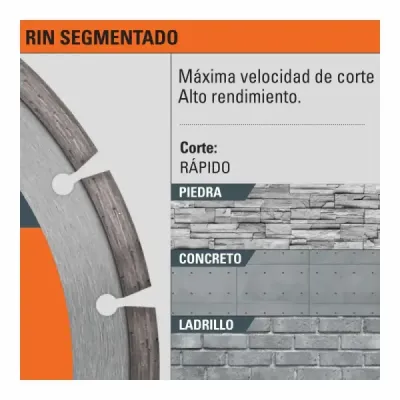 Disco De Diamante Rin Segmentado De 4", Centro 7/8" Truper