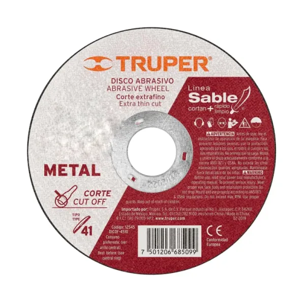 Disco Corte Extrafino De Metal De 9", Alto Rendimiento Truper (DICOF-9020 - 11587)