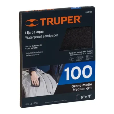 Lija De Agua Grano 100 23 Cm X 28 Cm De Carburo De Silicio Truper