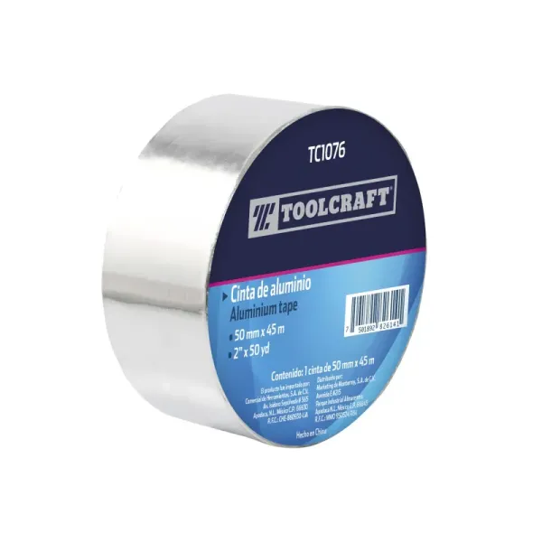 Cinta Para Ducto 45 M Toolcraft Hoja De Aluminio 50 Mm (TC1076)