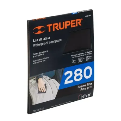Lija De Agua Grano 280 23 Cm X 28 Cm De Carburo De Silicio Truper