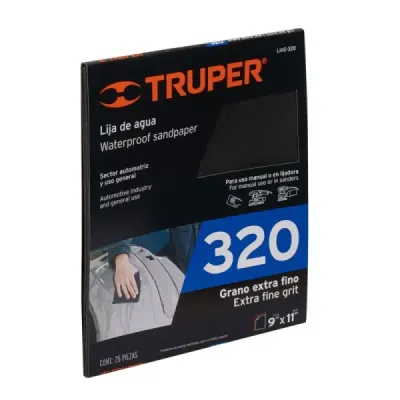 Lija De Agua Grano 320 23 Cm X 28 Cm De Carburo De Silicio Truper