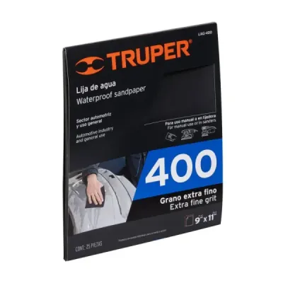 Lija De Agua Grano 400 23 Cm X 28 Cm De Carburo De Silicio Truper