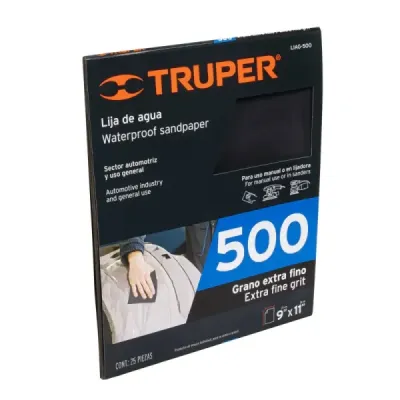 Lija De Agua Grano 500 23 Cm X 28 Cm De Carburo De Silicio Truper