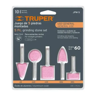 Juego De 5 Puntas Montadas Para Esmeril, Zanco 1/4" Truper