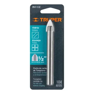 Broca Para Vidrio Y Baldosa De 1/2", Largo 4" Truper
