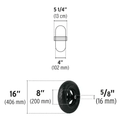 Rueda O Llanta Neumática Lisa 16" X 4" Para Carretilla Truper