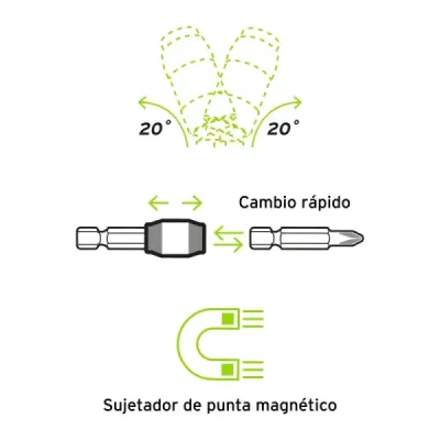 Adaptador Articulado Para Puntas Magnético Zanco De 1/4" Truper