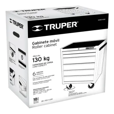 Gabinete Metálico Móvil Truper 6 Secciones Capacidad 130kg