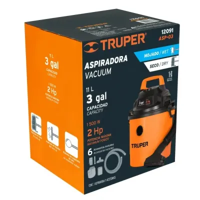Aspiradora Sopladora 1500 W 11 L Truper Sólidos Y Líquidos