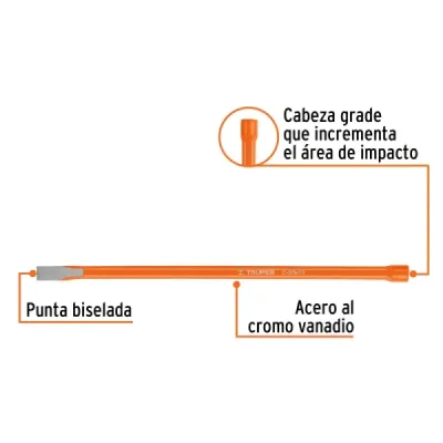 Cincel Profesional De 10" Con Cuña De 3/8" Y Cabeza Grande Truper