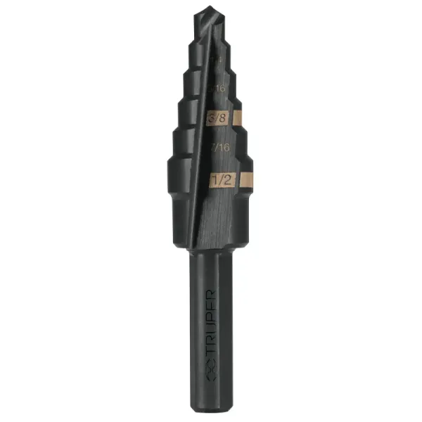 Broca Escalonada 3/16" A 1/2" De 6 Escalones Óxido Negro Truper (BES-6 - 12120)