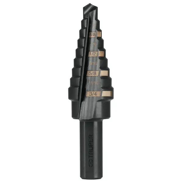 Broca Escalonada 1/4" A 3/4" De 9 Escalones Óxido Negro Truper (BES-9 - 12123)