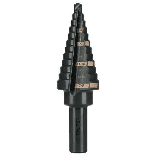 Broca Escalonada 3/16" A 7/8" De 12 Escalones Óxido Negro Truper (BES-12 - 12125)