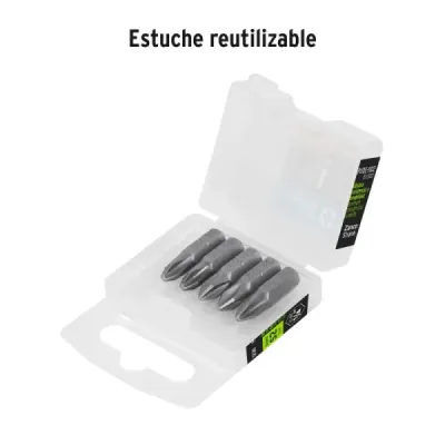 Set De 5 Puntas Industrial Estrella Ph2 De 1" Zanco 1/4" Truper