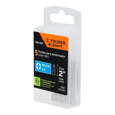 Set De 5 Puntas Industrial Estrella Ph0 De 2" Zanco 1/4" Truper